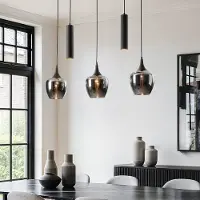 LumenXL Suspension Eloi à 5 lumières - verre fumé et deux spots GU10