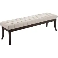 CLP Banquette avec pieds en bois assise en tissu Crème