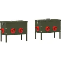 vidaXL Mangeoire pour poules 2 pcs Vert olive 41,5 x 20,5 x 33 cm