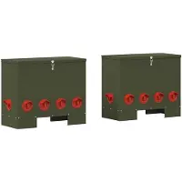 vidaXL Nourrisseur pour poules 2 pcs vert olive 60,5 x 29 x 51 cm