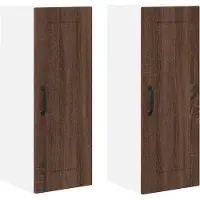 vidaXL Armoire murale PORTO, lot de 2, couleur marron, imitation chêne, matériau bois