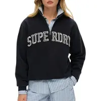 Superdry pour femme. W2012259A Athletic Ess Applique Half Zip sweatshirt navy (L), Casuel, Coton, Marine