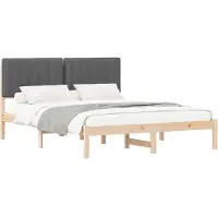 vidaXL Cadre de lit avec tête de lit rembourrée gris foncé 150 x 200 cm