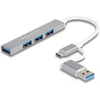 DeLOCK 64214 USB-Hub 4-fach silber