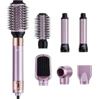 Vevor Brosse Sèche-cheveux 6 en 1 Styler Multifonction Professionnel Ionique avec 2 Bigoudis à Enroulement Automatique
