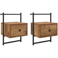 vidaXL Cabinet de chevet avec tiroir 2 pcs Bois Ancien 35 x 30 x 51 cm