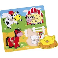 Viga 59562 Flaches Holzpuzzle - Bauernhoftiere (4 pièces)