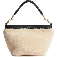 Ted Baker Cuir sac à épaule bandoulière sac à épaule Sherbaa Shearling Leather Weave Handle Crossbody Black noir