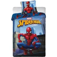 MCU Housse de couette 'Spiderman' bleu marine / bleu clair / jaune / rouge