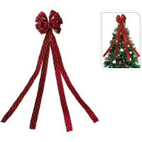 Nampook Rote Karo Baumschleife, Weihnachtsbaum-Deko, 130 x 33 cm