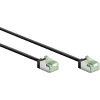 Goobay 74353 Câble patch ultra-flexible CAT 8.1, slim, U/FTP, noir, 1 m - connecteurs extra-courts, conducteur en cuivre sans oxygène (OFC) à 99,9 %, LSZH, gaine TPE, AWG 32
