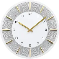 Nextime Horloge murale à quartz 50 x 50 cm, blanc et or, analogique, en MDF