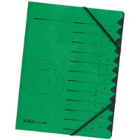 Herlitz Classeur Easyorga, A4, en carton, 12 compartiments, carton Colorspan vert, 355 g/m², intérieur noir (A4, 1x)