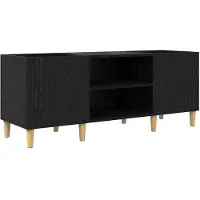 vidaXL Meuble à disques noir imitation chêne 121 x 38 x 48 cm