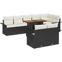 vidaXL Ensemble de canapé de jardin avec coussins 9 pcs noir et crème poly rotin