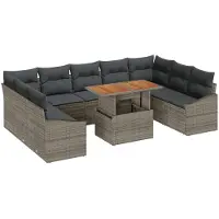 vidaXL Ensemble de canapés de jardin , 10 pièces, gris et marron