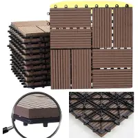 Mendler Carreaux En Wpc Rhone, Aspect Bois Pour Terrasse, 11 Carreaux À 30x30cm = 1m² Premium, Coffee Rectangulaire