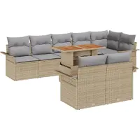 vidaXL Ensemble de canapé de jardin avec coussins 9 pcs Beige et gris clair Poly-Rotin