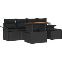 vidaXL Ensemble de canapé de jardin avec coussins 6 pcs noir