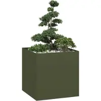 vidaXL Jardinière vert olive 80x80x80 cm acier