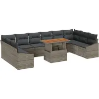 vidaXL Ensemble de canapés de jardin , 11 pièces, gris et marron
