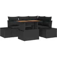 vidaXL Ensemble de canapés de jardin , 5 pièces, noir et marron