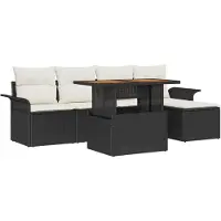 vidaXL Ensemble de salon de jardin , 6 pièces, noir et crème
