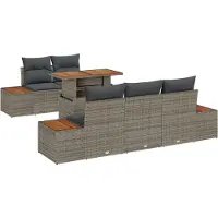 vidaXL Salon de jardin avec coussins 6 pcs Gris et brun