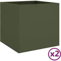 vidaXL Jardinières 2 pcs vert olive 42x40x39 cm acier