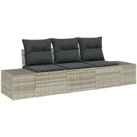 vidaXL Ensemble de 3 assises de jardin , couleur gris clair, en résine tressée