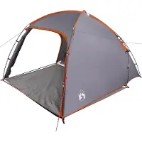 vidaXL Tente de camping pour 2 personnes, gris et orange, en tissu taffetas