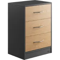 Casaria Table de chevet Eloise gris/bois 54x39x28cm 3 tiroirs