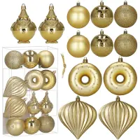 Springos Ornements d'arbre de Noël, ensemble de 12, décorations de Noël pour couronnes, centres de table, incassables, dorés