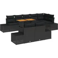 vidaXL Salon de jardin avec coussins 9 pcs noir et marron