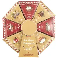 Spies Online Calendrier de l'Avent pâtissier avec 8 surprises de pâtisserie – Roue de cadeaux comprenant des accessoires de pâtisserie, un sac à douille et des douilles – Cadeau de Noël – Beige