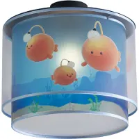 QAZQA Plafonnier pour enfants bleu avec Bulby - Harrie meets Bulby