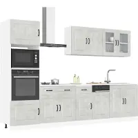 vidaXL Ensemble d'armoires de cuisine Kalmar, 7 pièces, gris béton, bois composite