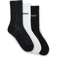 HUGO Lot de trois paires de chaussettes courtes en coton mélangé avec logos