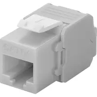 Goobay Module Keystone RJ45 CAT 6A, UTP, gris clair - largeur 16,5 mm, type crocodile, bornier pour montage LSA sans outil