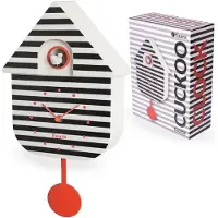 Fisura Horloge coucou - - Horloge rayée. Cadran rouge, noir et blanc. Murale en ABS. 21,5 x 8 x 41,5 cm. 3 piles AA non incluses