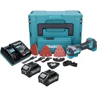 Makita TM 001 GM203 Outil multifonctions sans fil 40 V max Starlock Max Brushless + 2x batterie 4,0 Ah + 37 pces accessoires + chargeur + Makpac