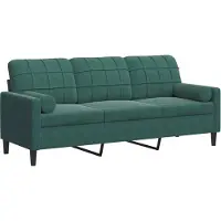 vidaXL Canapé 3 places avec coussins décoratifs vert foncé 180 cm velours
