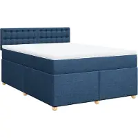 vidaXL Lit boxspring avec matelas bleu 160x200 cm Tissu