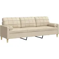 vidaXL Canapé 3 places avec coussins décoratifs Crème 210 cm Tissu