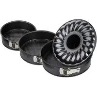 Zenker 9991650 Set De 2 Moules À Manqué + 1 Moule À Savarin Collection Black Metallic, Moule À Manqué, Moule À Charnière, Moule Rond, Moule À Savarin, Acier, Noir, Diamètres 20 Cm + 24 Cm + 28 Cm