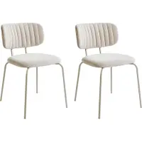 Beliani Lot de 2 chaises de salle à manger beige clair assises et dossiers rembourrés pieds en métal design moderne