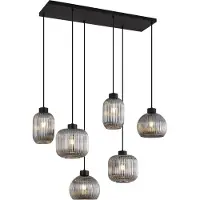 QAZQA Suspension intelligente noire avec verre fumé 6 lumières avec WiFi A60 - Ana