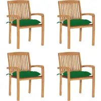 vidaXL Chaises de jardin empilables avec coussins 4 pcs. Bois massif teck