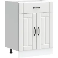 vidaXL Armoire basse de cuisine Lucca Blanc Matériau dérivé du bois