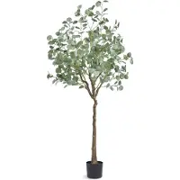 Vevor Arbre Artificiel 181 cm Plante Artificielle PE Haut Eucalyptus Faux Arbre Vert avec Pot 170x145 mm Décoration de Style Fausse Plante pour Maison Bureau Centres Commerciaux Intérieur Extérieur